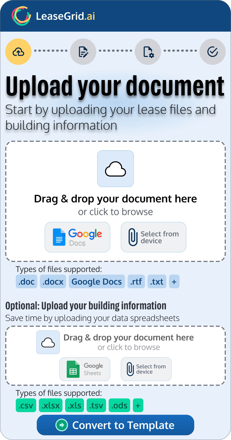 Upload your lease template — LeaseGrid step 1