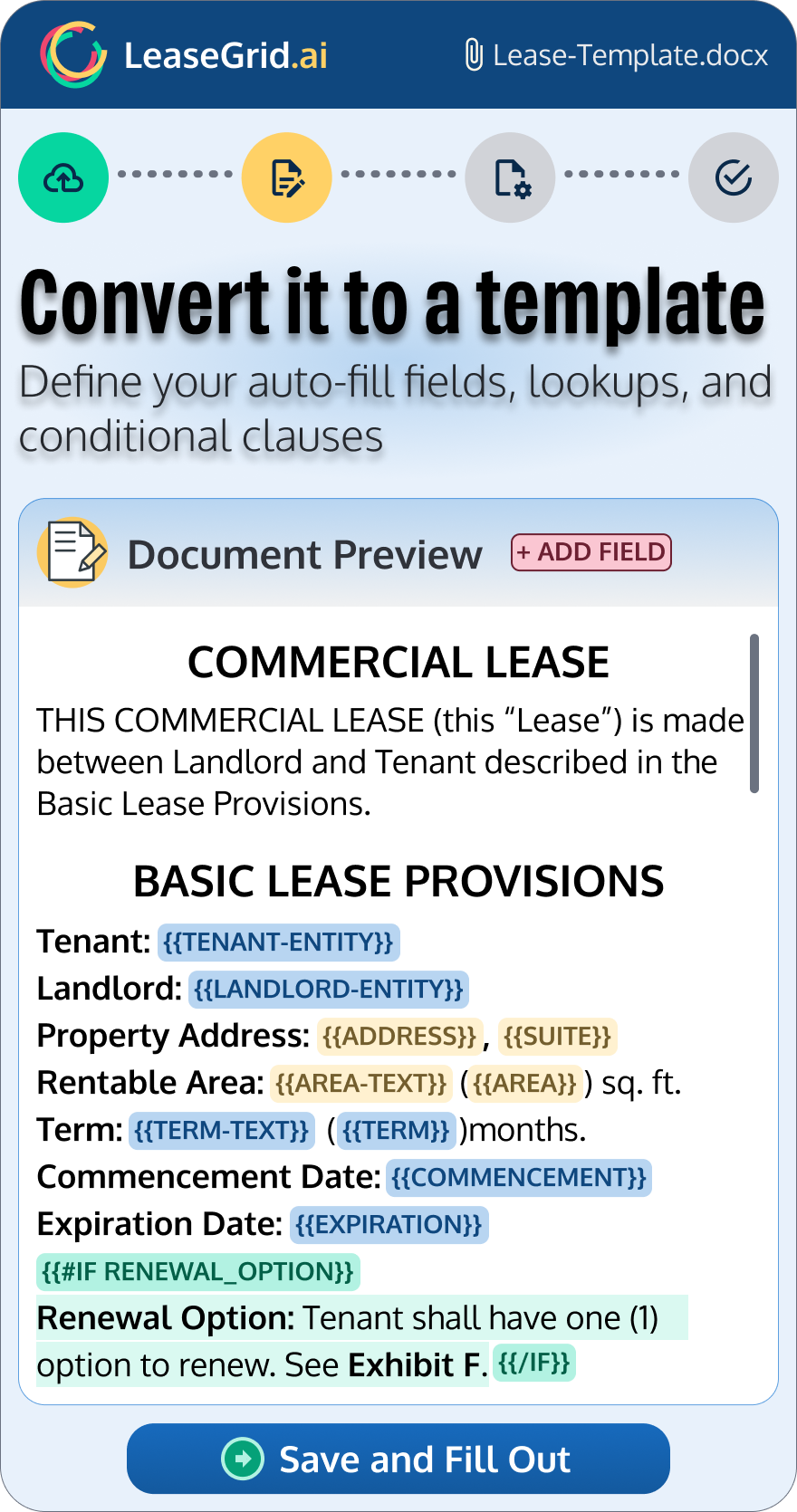 Convert to a LeaseGrid template — step 2