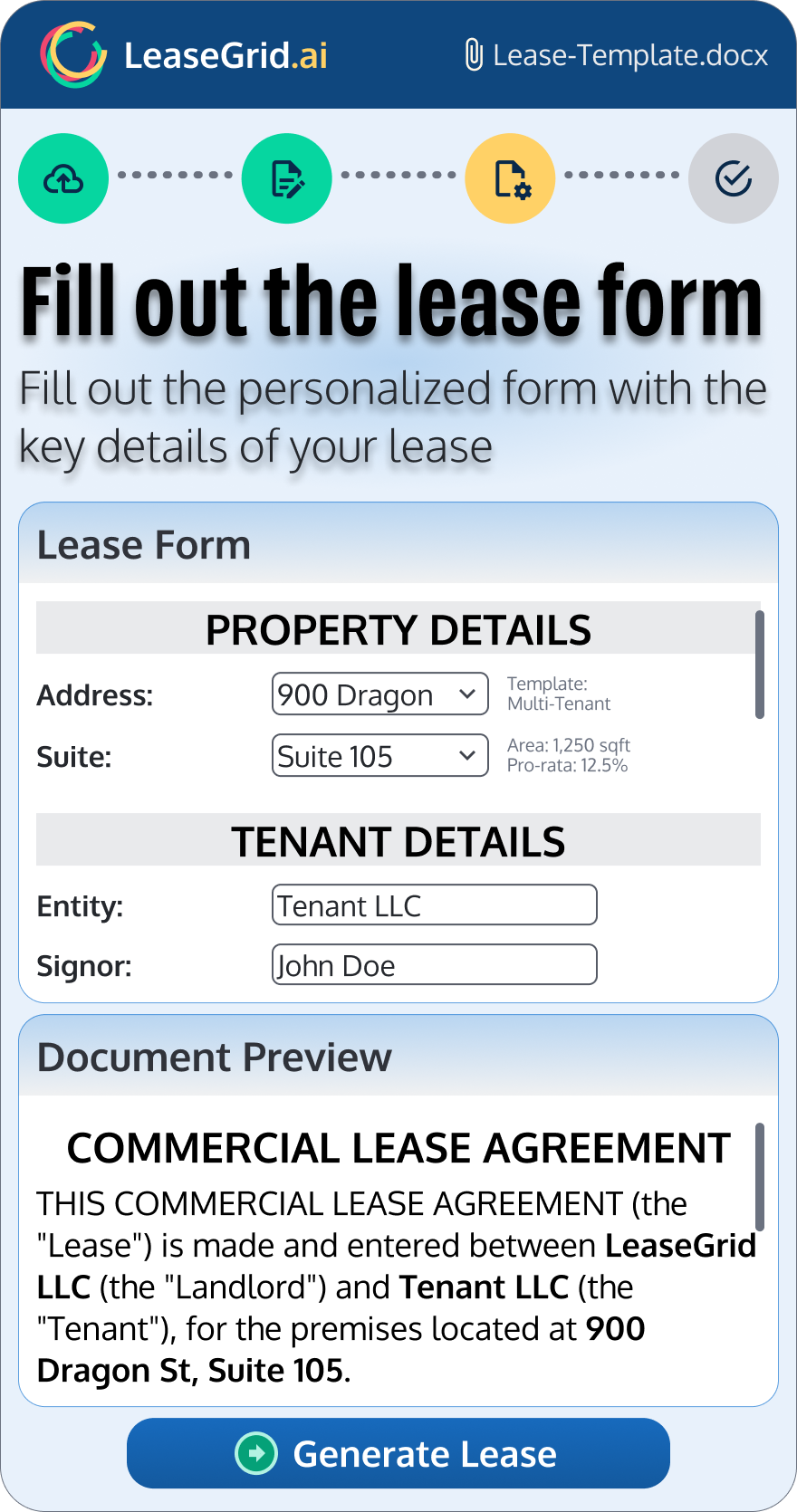 Fill out the lease form — step 3
